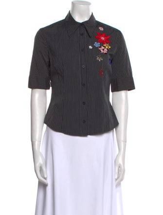 Moschino Jeans Striped Short Sleeve Button-Up Top