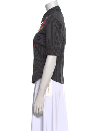 Moschino Jeans Striped Short Sleeve Button-Up Top