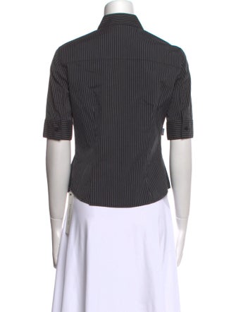 Moschino Jeans Striped Short Sleeve Button-Up Top