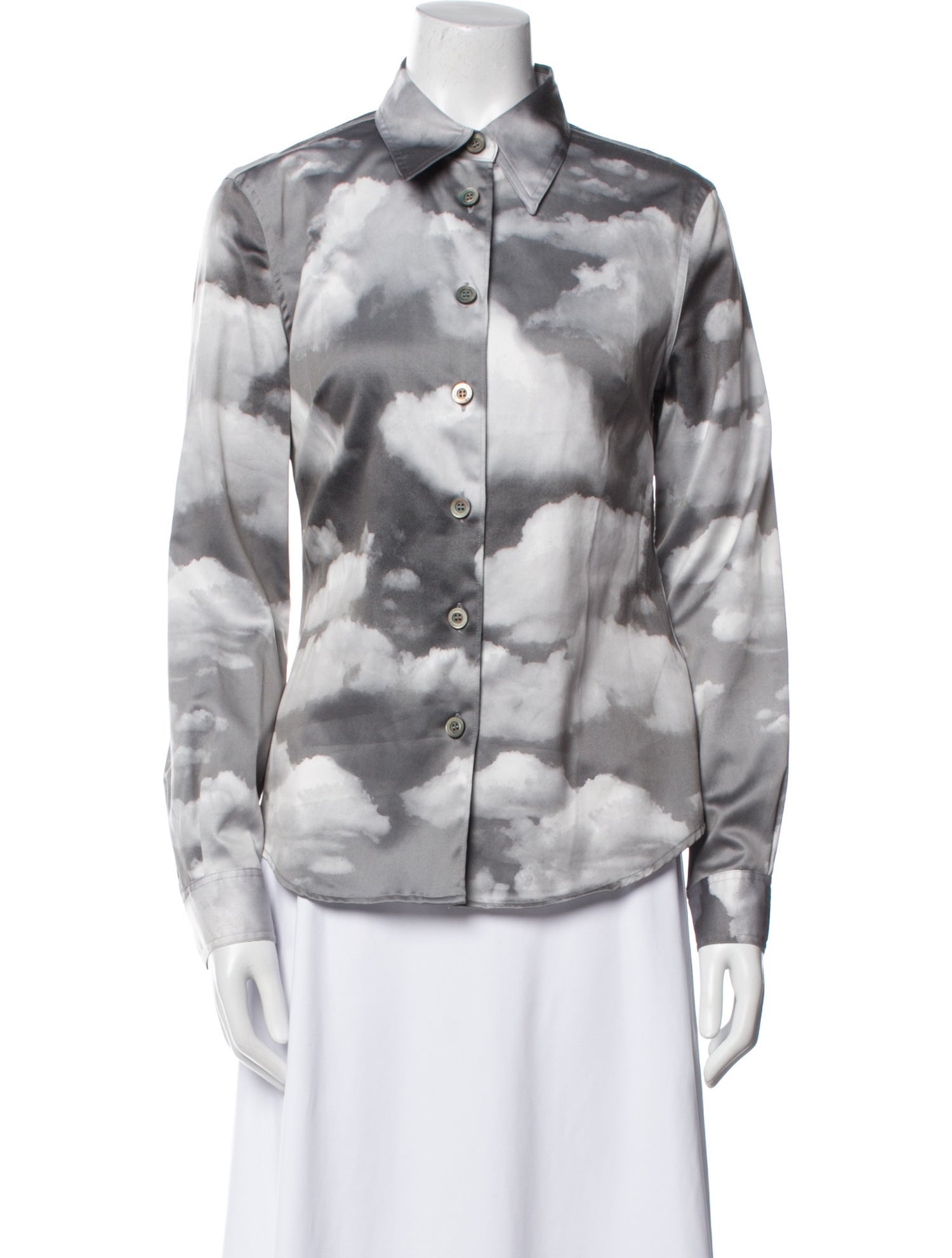 Moschino Jeans Printed Long Sleeve Button-Up Top