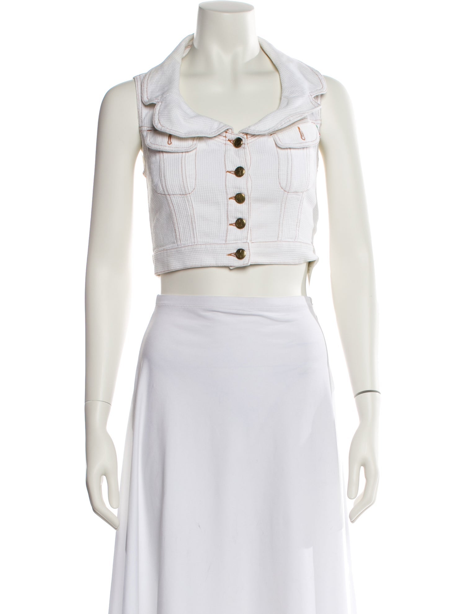 Moschino Jeans Mock Neck Sleeveless Crop Top