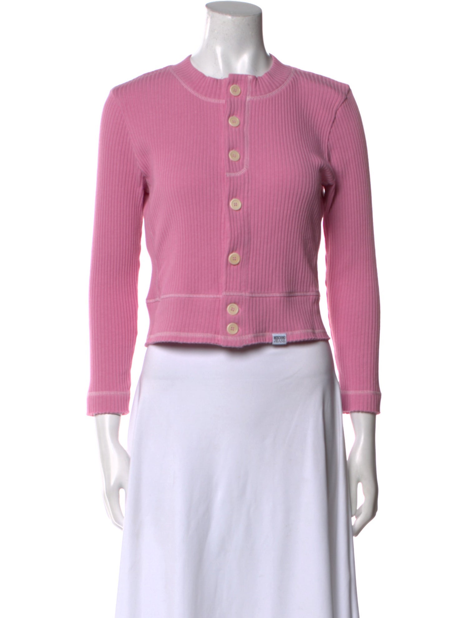 Moschino Jeans Mock Neck Three-Quarter Sleeve Crop Top