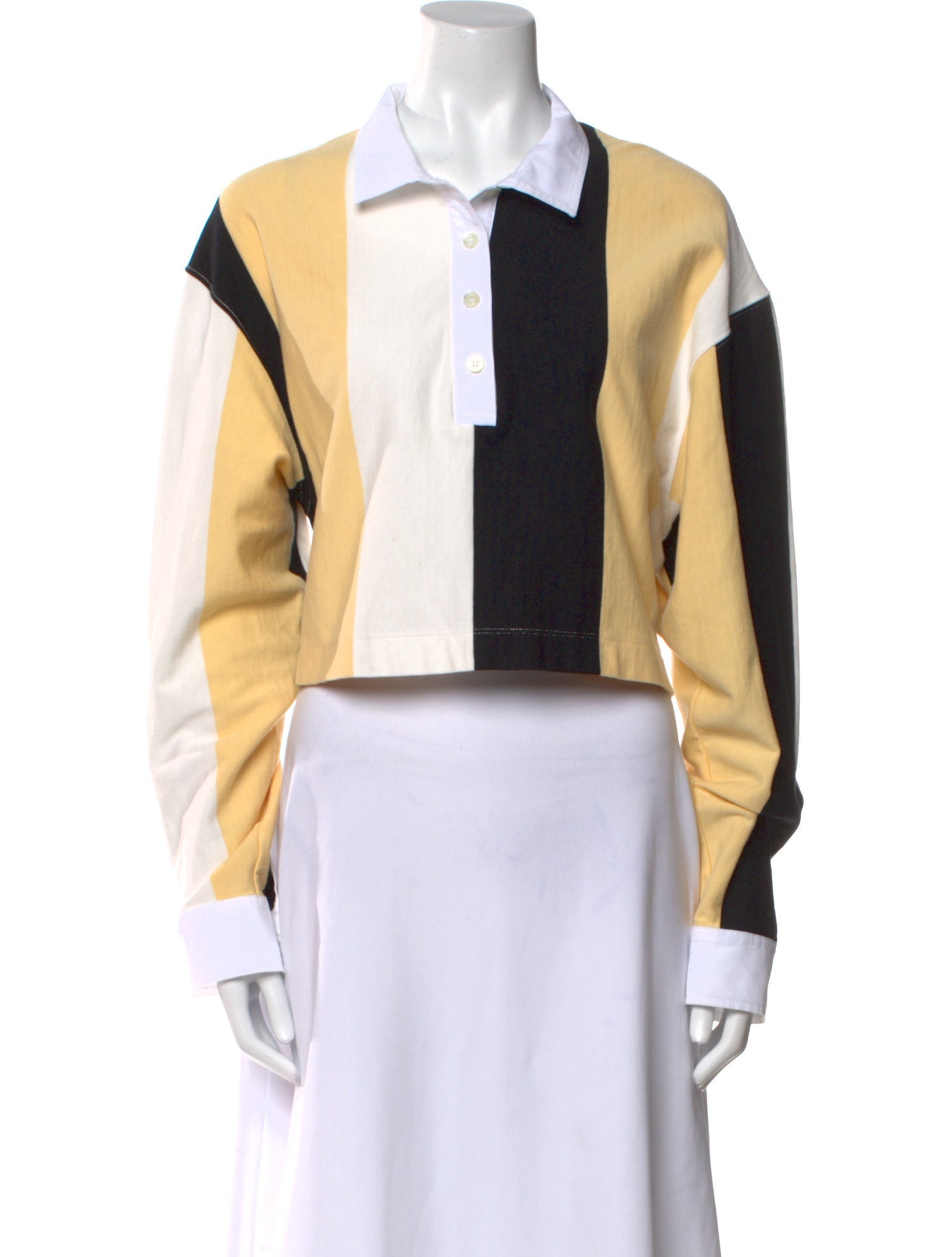 Moschino Jeans Colorblock Pattern Long Sleeve Crop Top