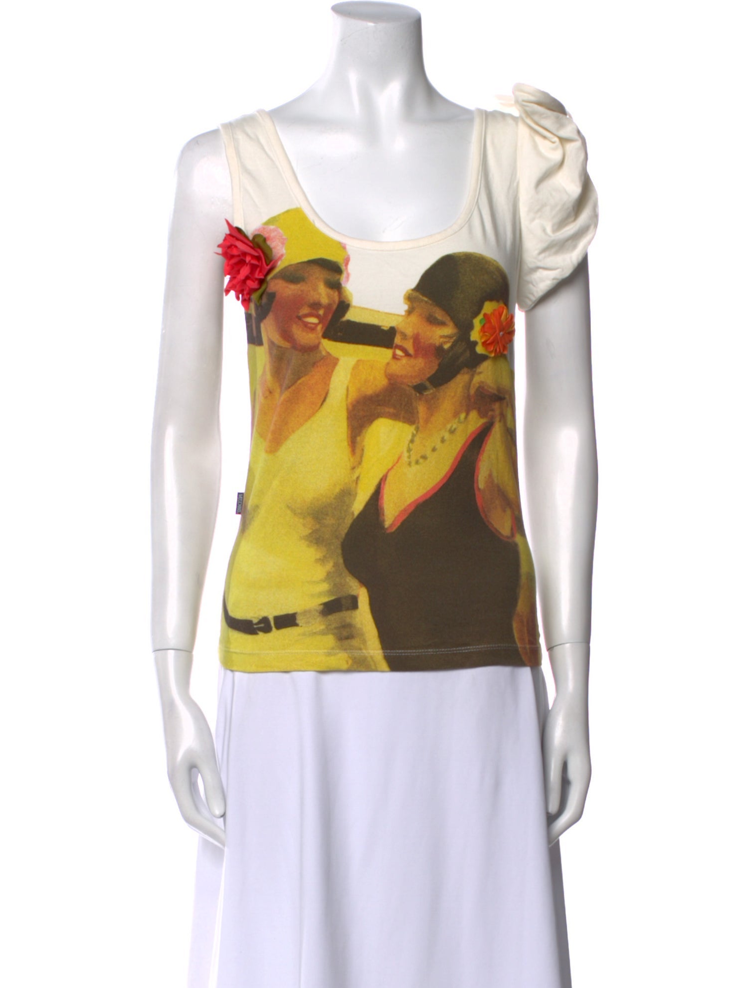 Moschino Jeans Printed Scoop Neck Top