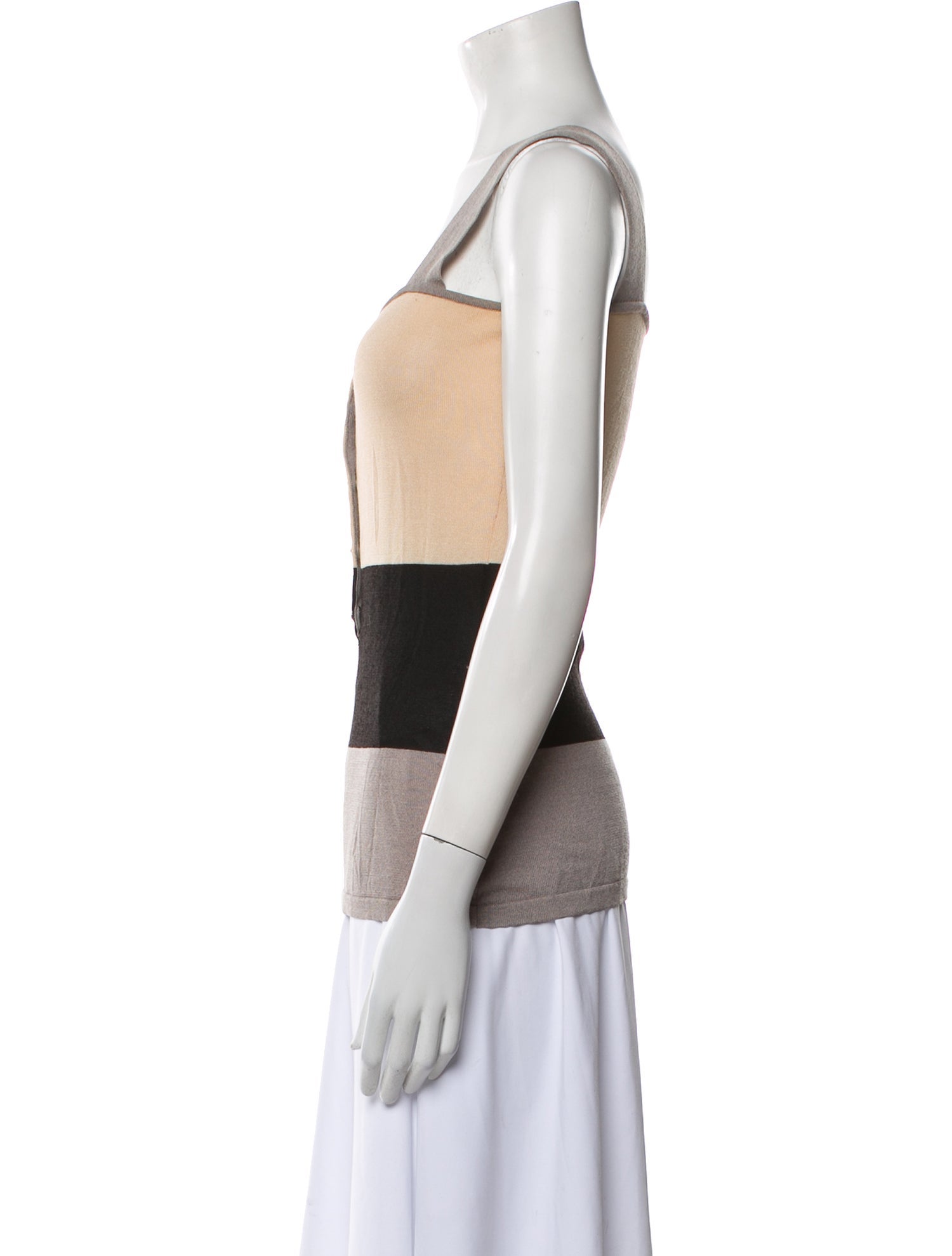 Moschino Jeans Colorblock Pattern Square Neckline Top