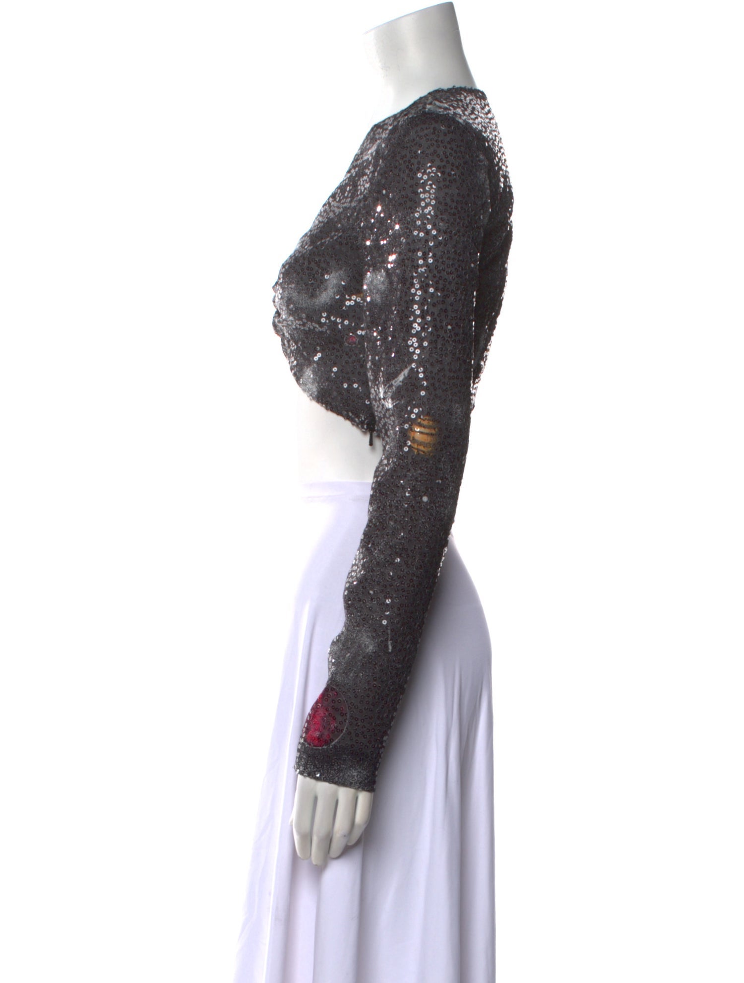 Moschino Jeans V-Neck Long Sleeve Crop Top