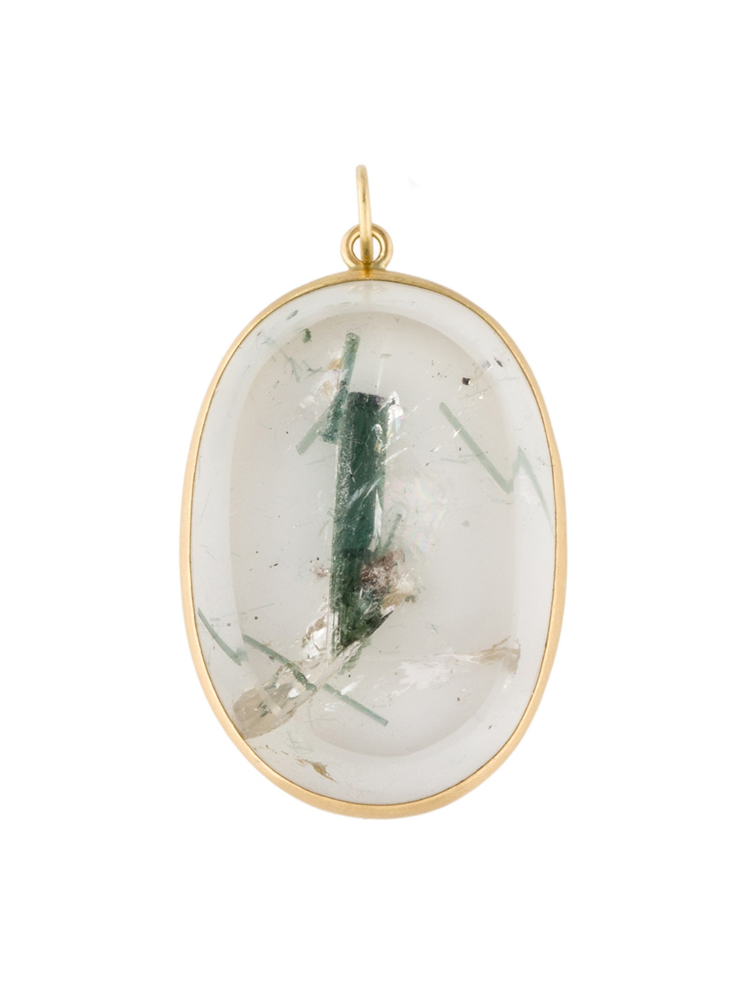 Maria Beaulieu 18K Tourmaline in Quartz Oval Pendant