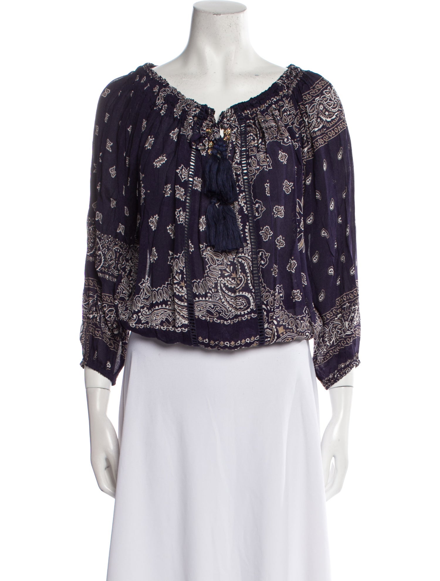 Miss June Floral Print V-Neck Blouse