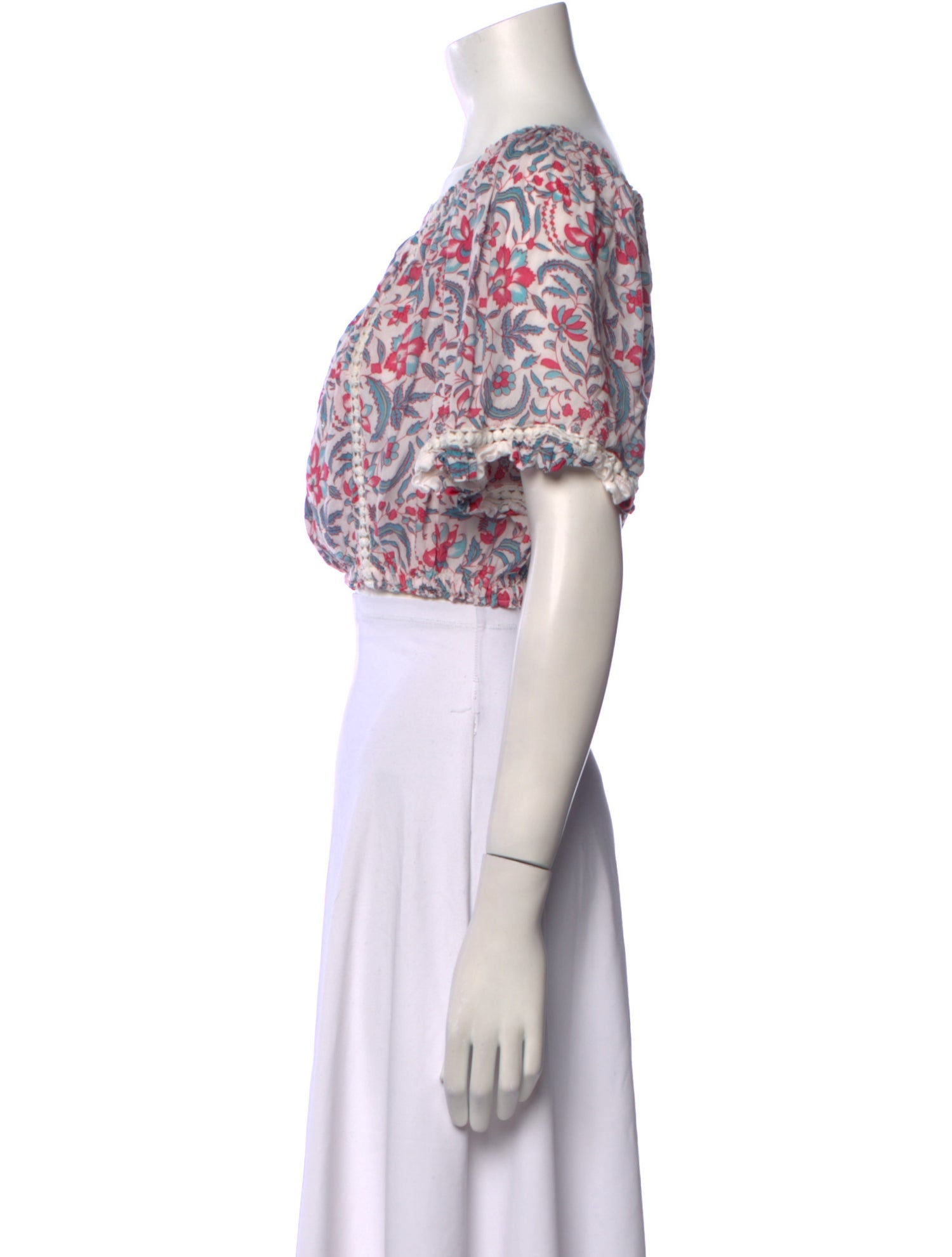 Miss June Paisley Print Square Neckline Crop Top