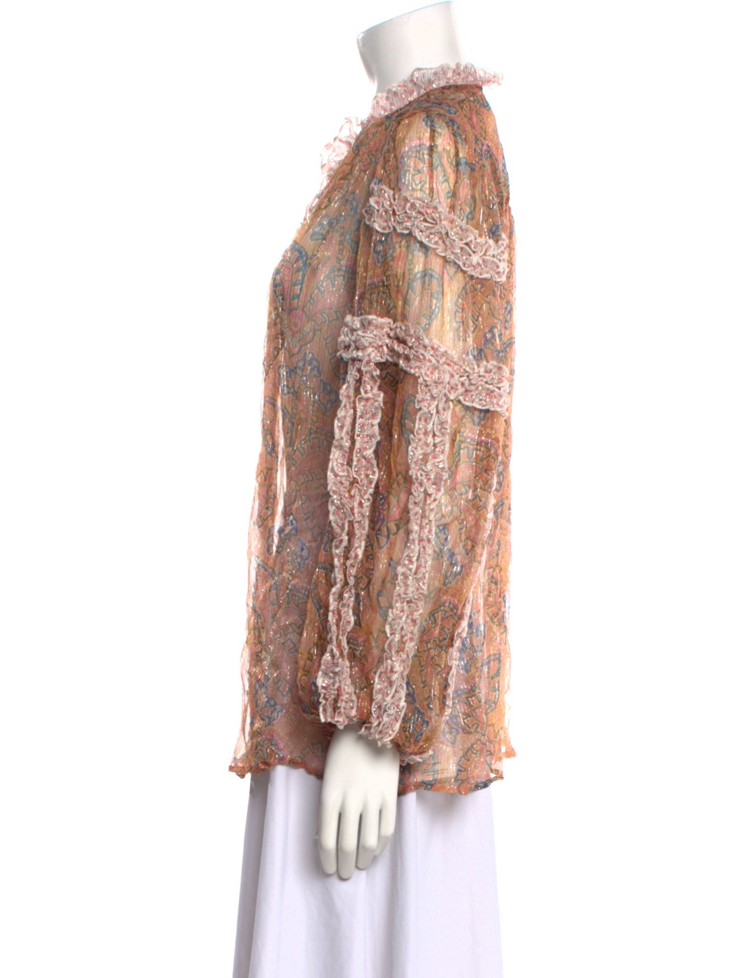 Miss June Paisley Print V-Neck Blouse