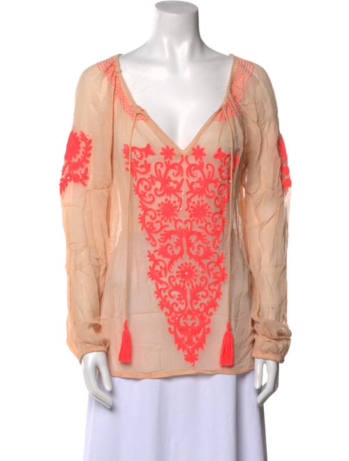Miss June Printed V-Neck Blouse