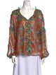 Miss June Floral Print V-Neck Blouse