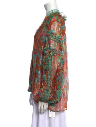 Miss June Floral Print V-Neck Blouse