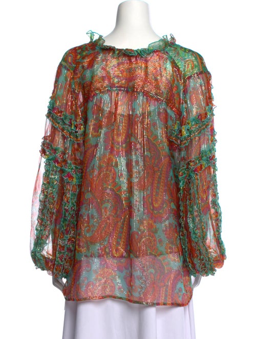 Miss June Floral Print V-Neck Blouse