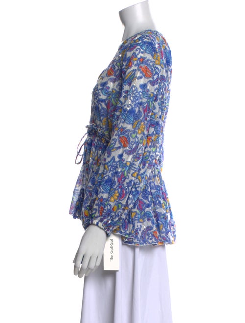 Miss June Floral Print V-Neck Blouse