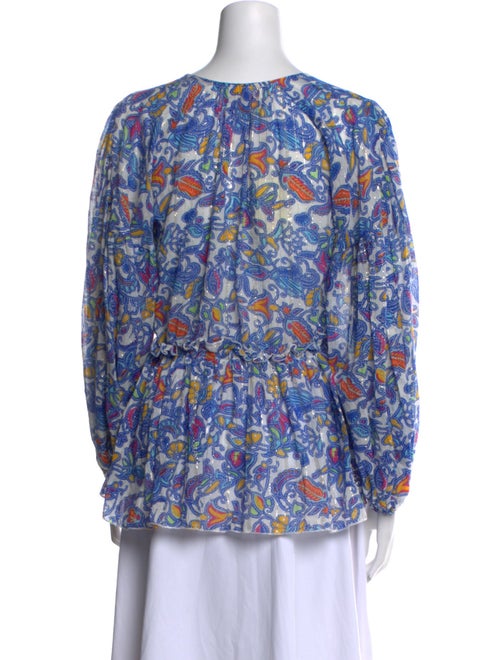 Miss June Floral Print V-Neck Blouse