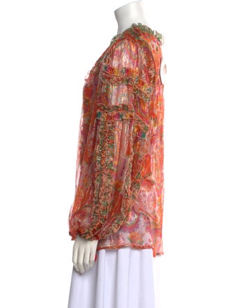 Miss June Floral Print V-Neck Blouse