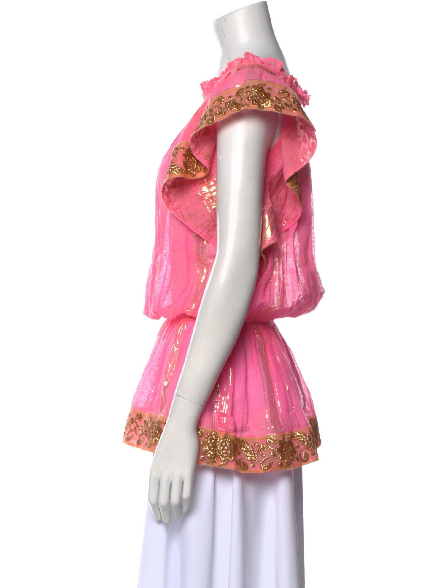 Miss June Floral Print Square Neckline Blouse