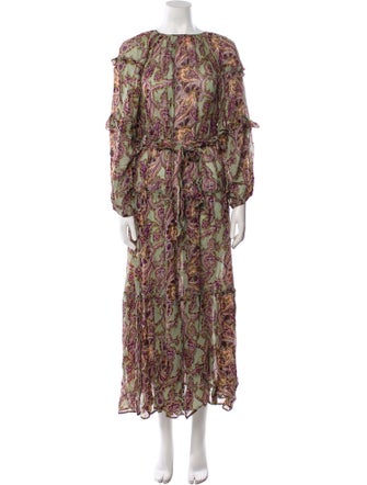 Miss June Paisley Print Long Dress