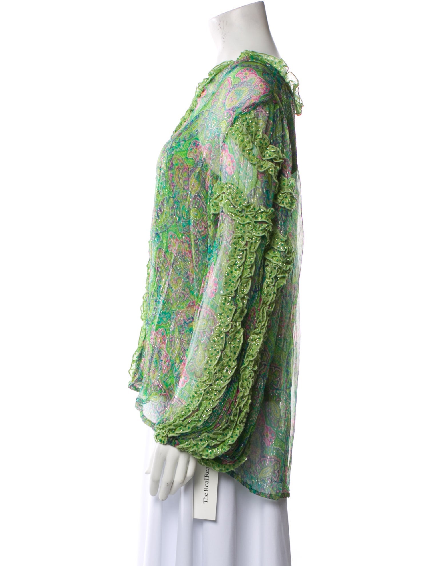 Miss June Floral Print V-Neck Blouse