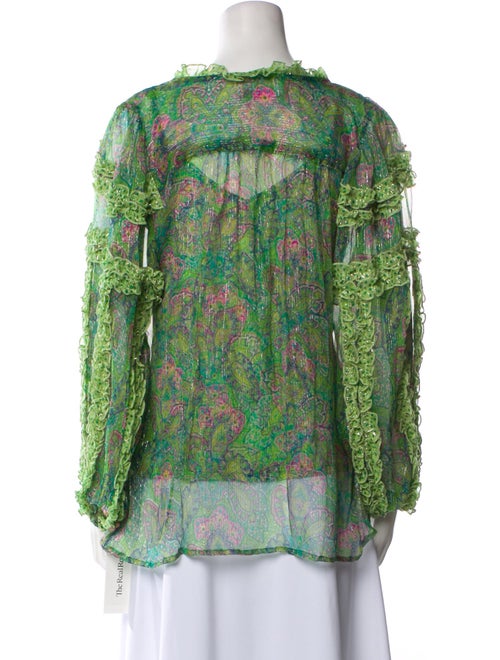 Miss June Floral Print V-Neck Blouse