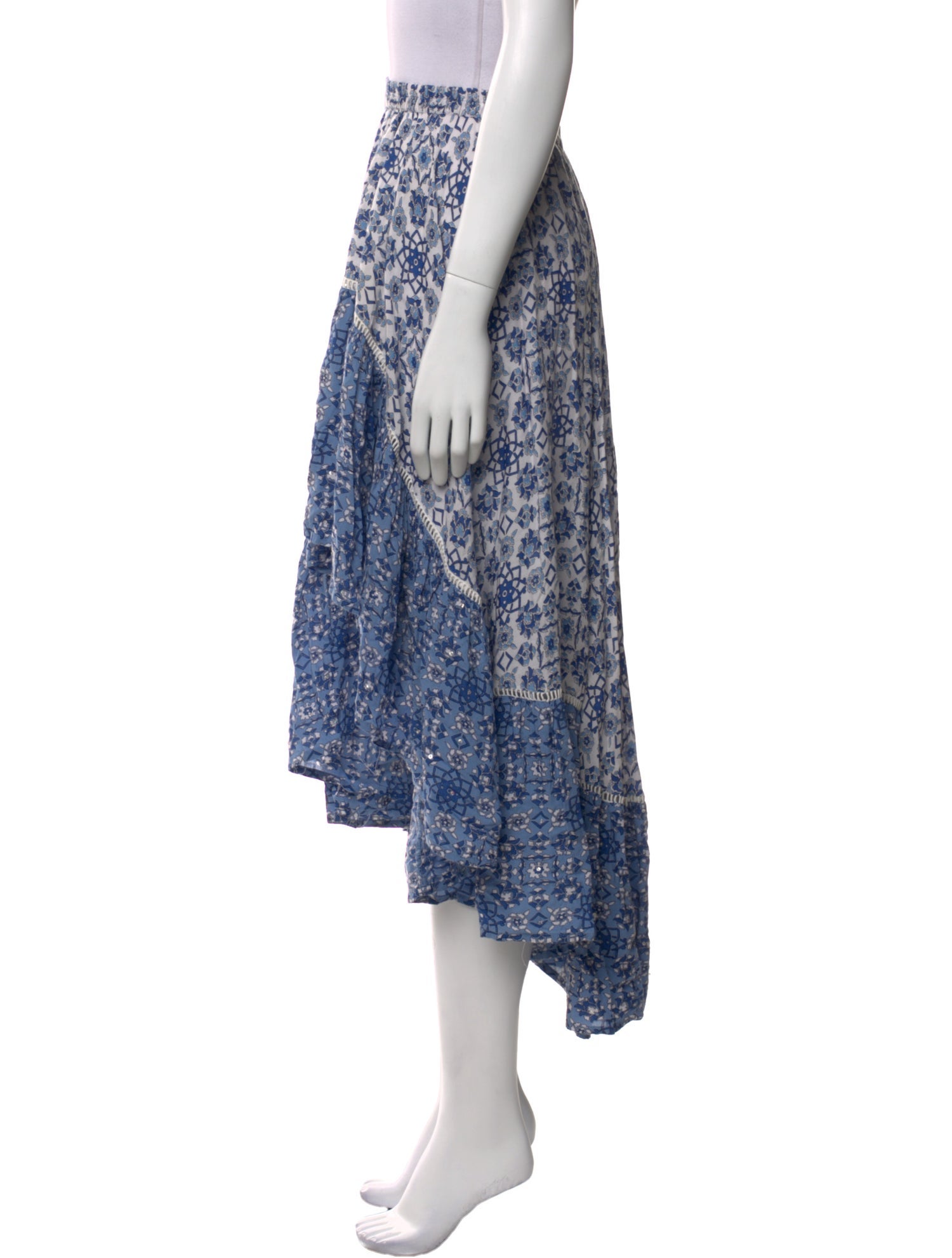 Miss June Floral Print Midi Length Skirt