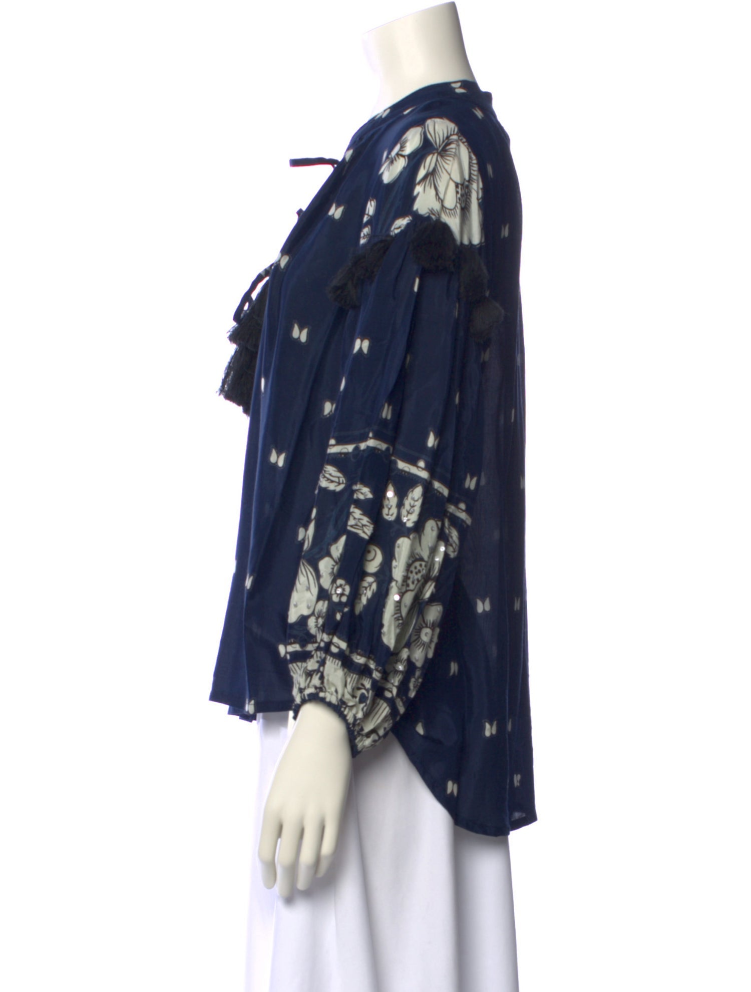 Miss June Printed V-Neck Blouse