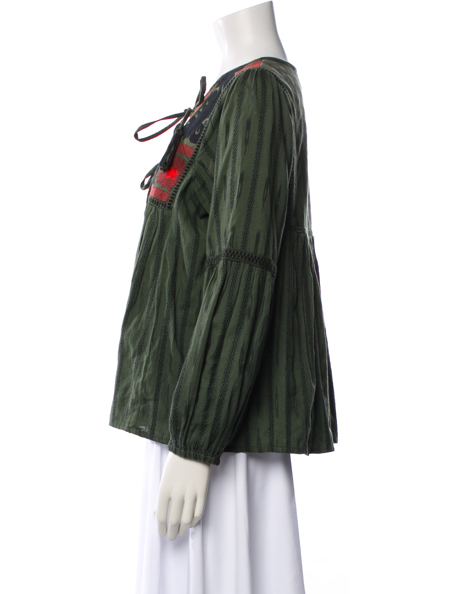 Miss June Patterned Tie Neck Blouse