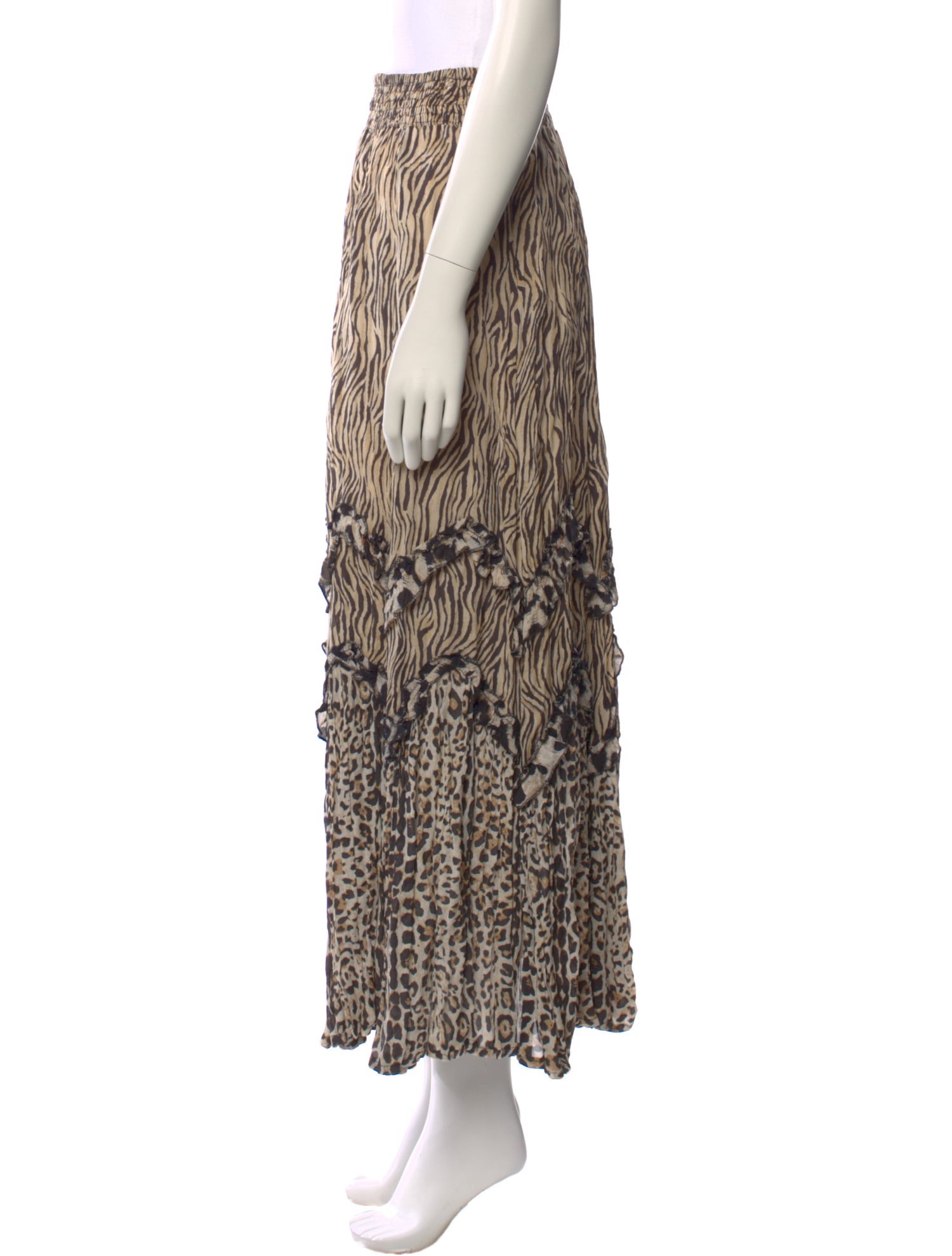 Miss June Animal Print Midi Length Skirt