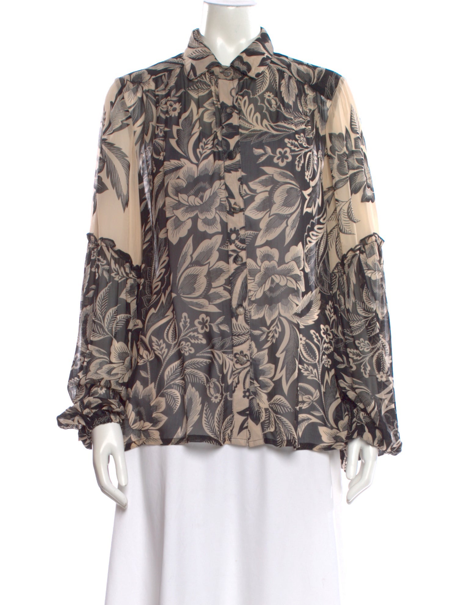 Miss June Floral Print Long Sleeve Blouse