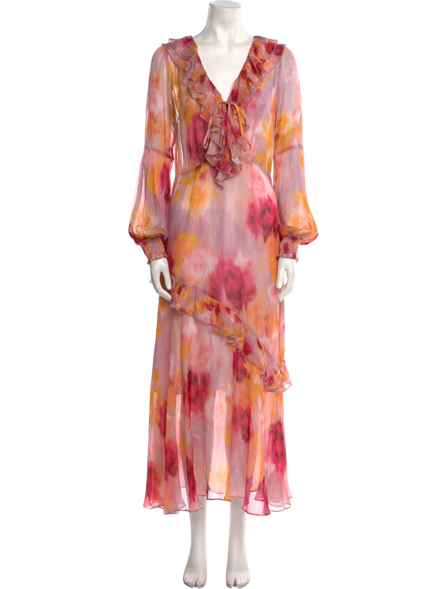 Marchesa Rosa Tie-Dye Print Long Dress