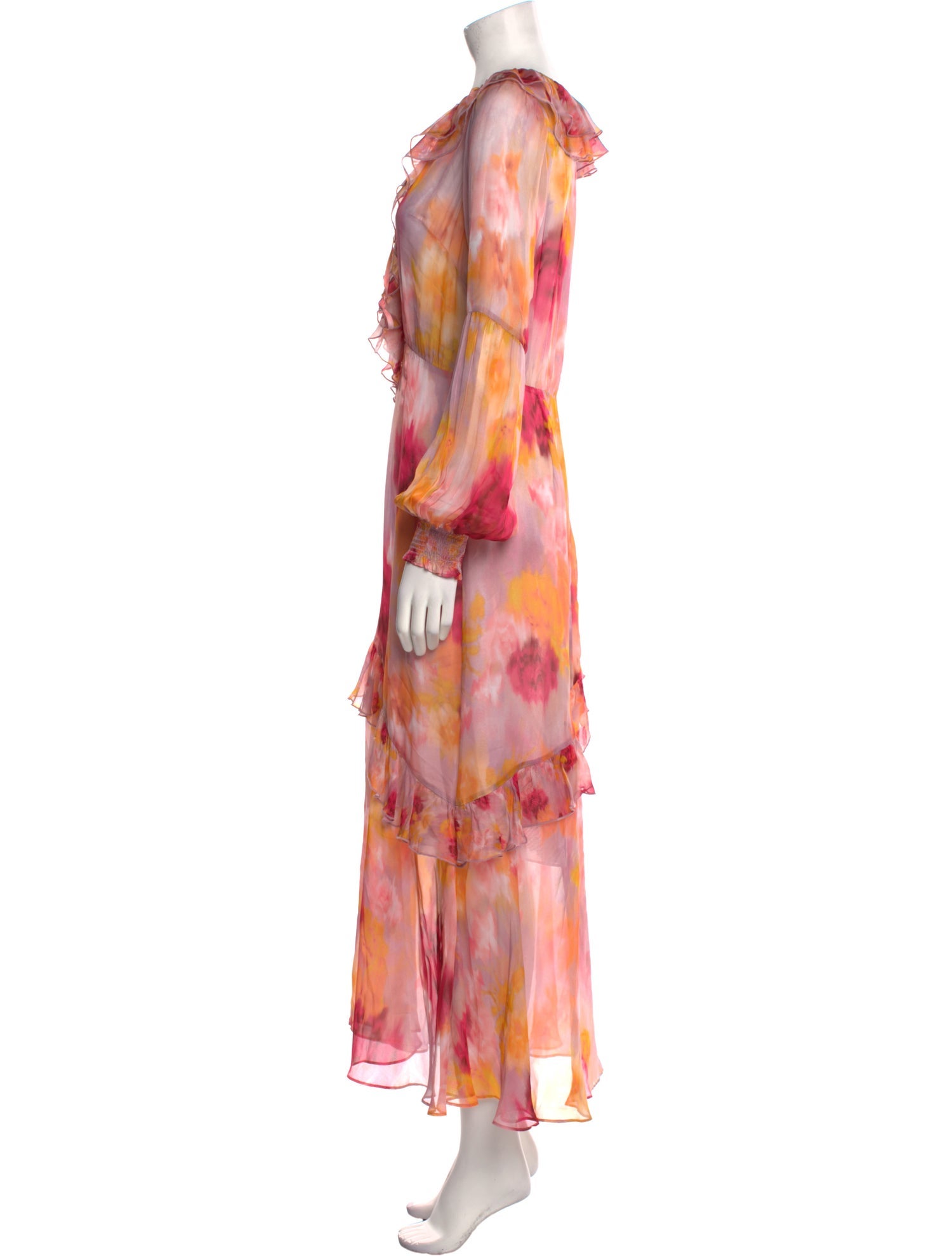Marchesa Rosa Tie-Dye Print Long Dress