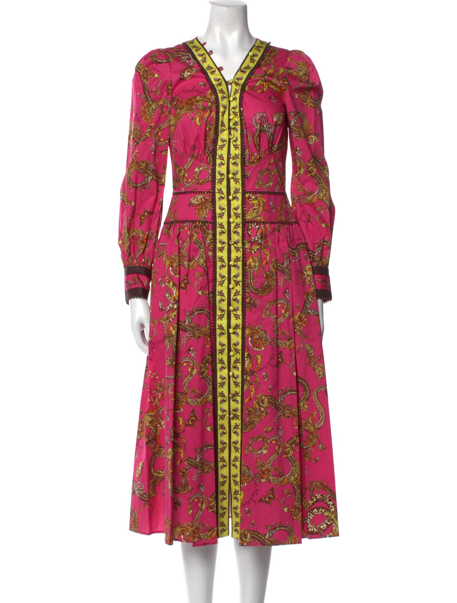 Marchesa Rosa Printed Midi Length Dress w/ Tags