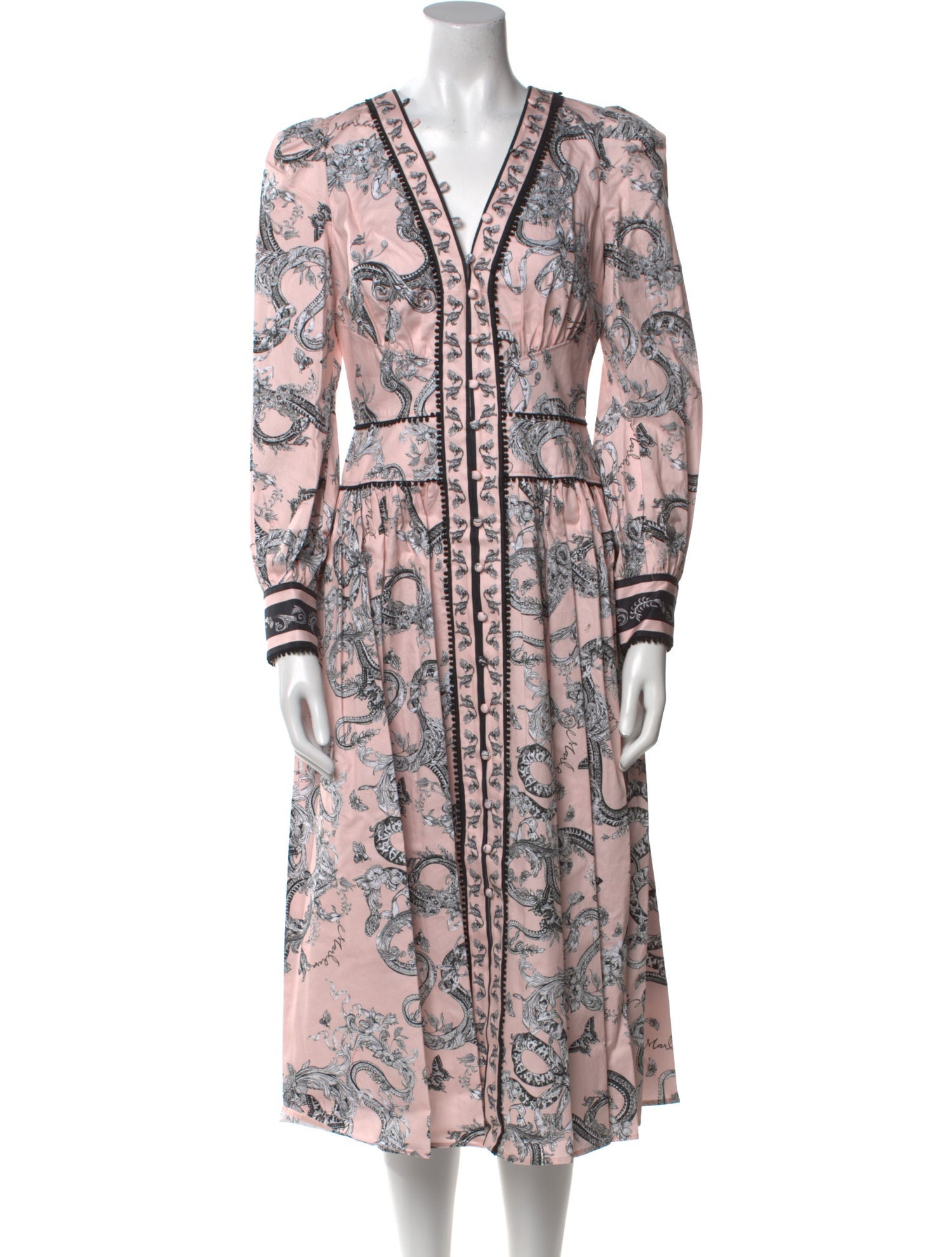 Marchesa Rosa Floral Print Midi Length Dress w/ Tags