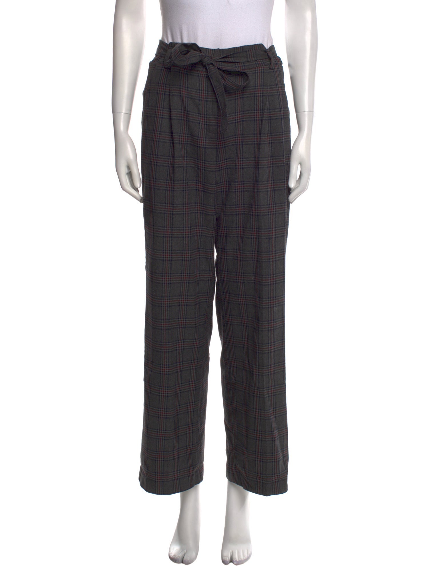 Mijeong Park Plaid Print Wide Leg Pants