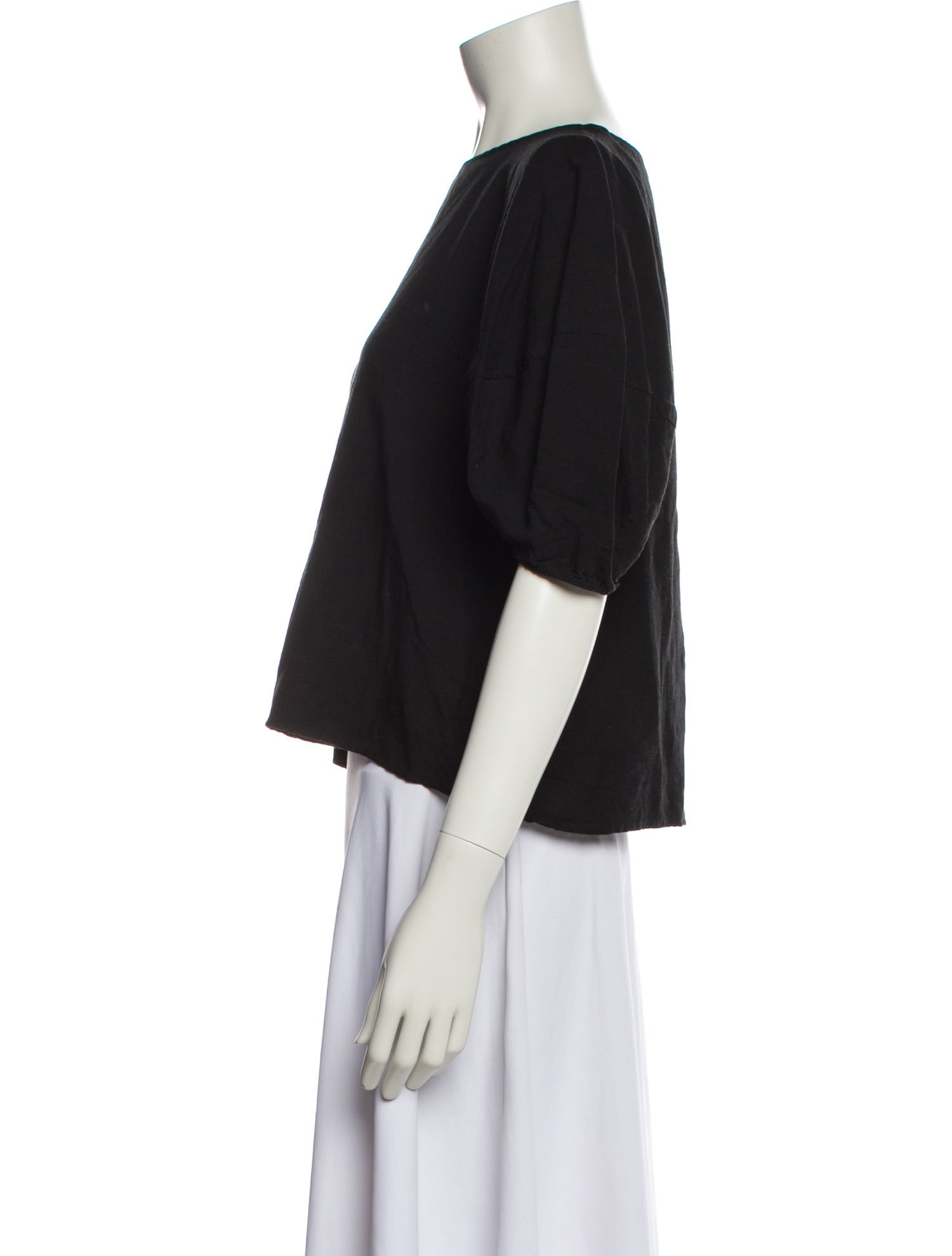 Mijeong Park Linen Bateau Neckline Crop Top