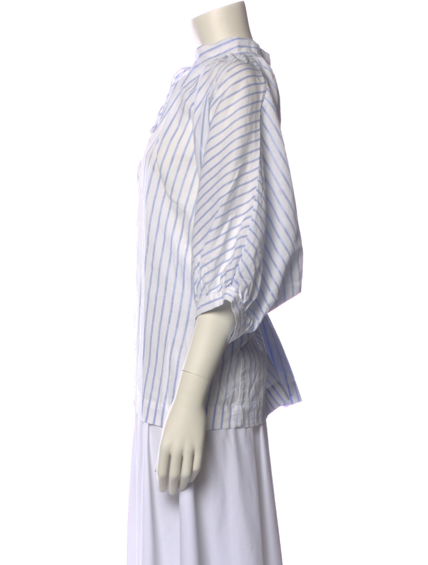 Mijeong Park Striped Three-Quarter Sleeve Blouse