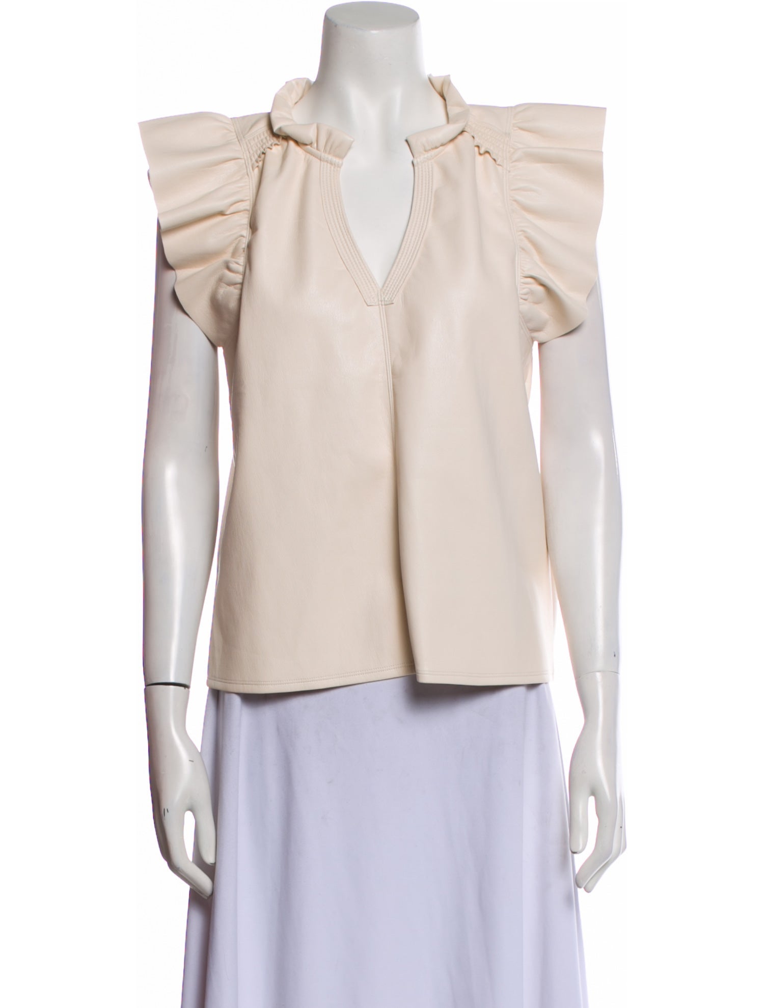 MÉLISSA NEPTON V-Neck Short Sleeve Blouse