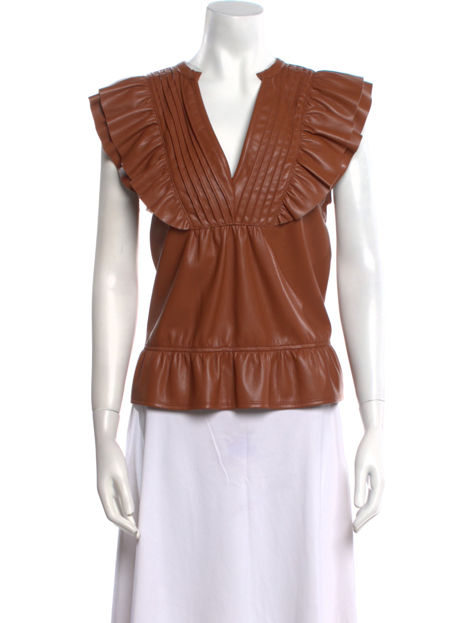 MÉLISSA NEPTON V-Neck Short Sleeve Blouse