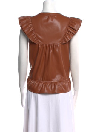 MÉLISSA NEPTON V-Neck Short Sleeve Blouse