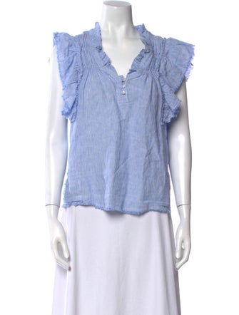 MÉLISSA NEPTON Linen Striped Button-Up Top