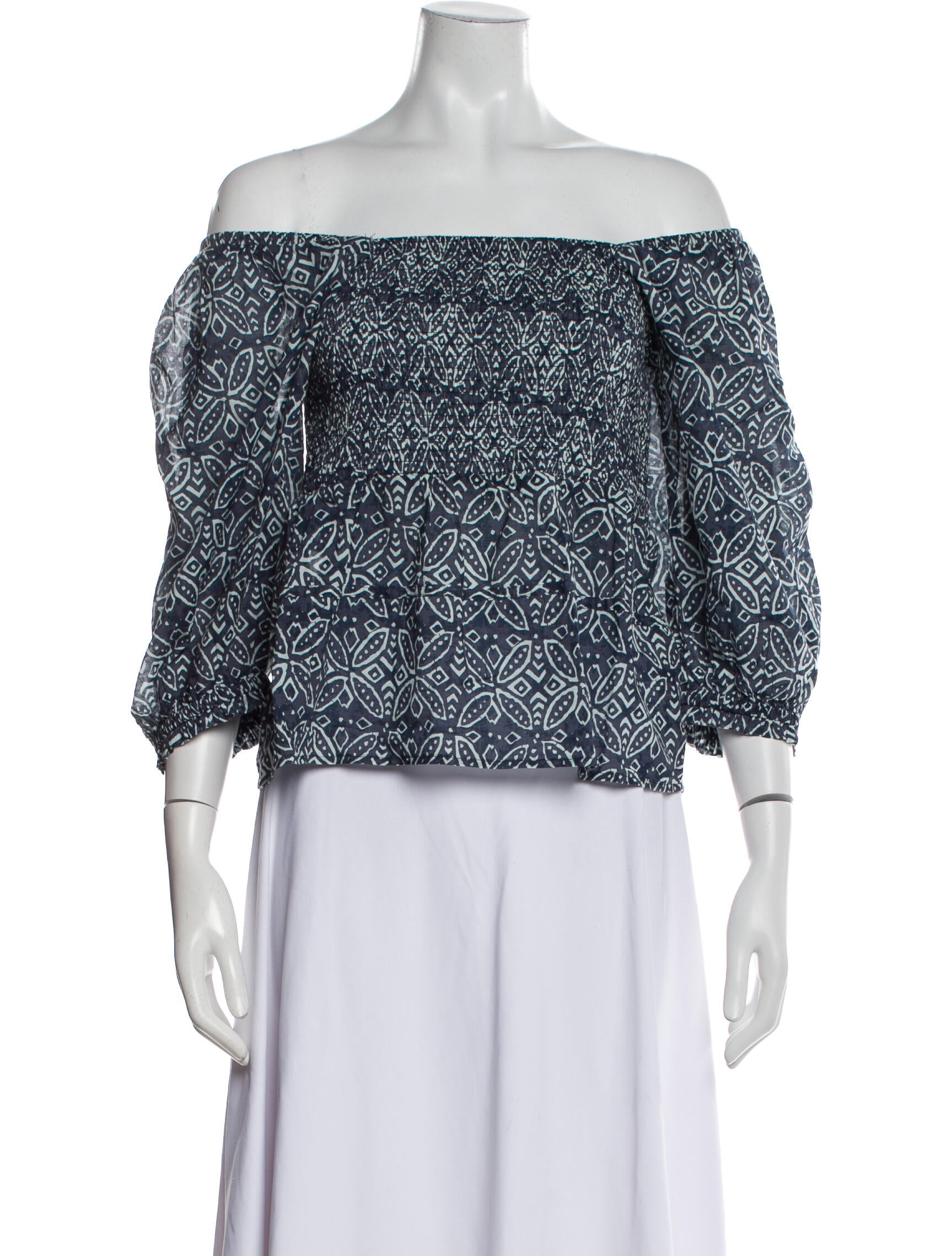 MÉLISSA NEPTON Printed Off-The-Shoulder Crop Top