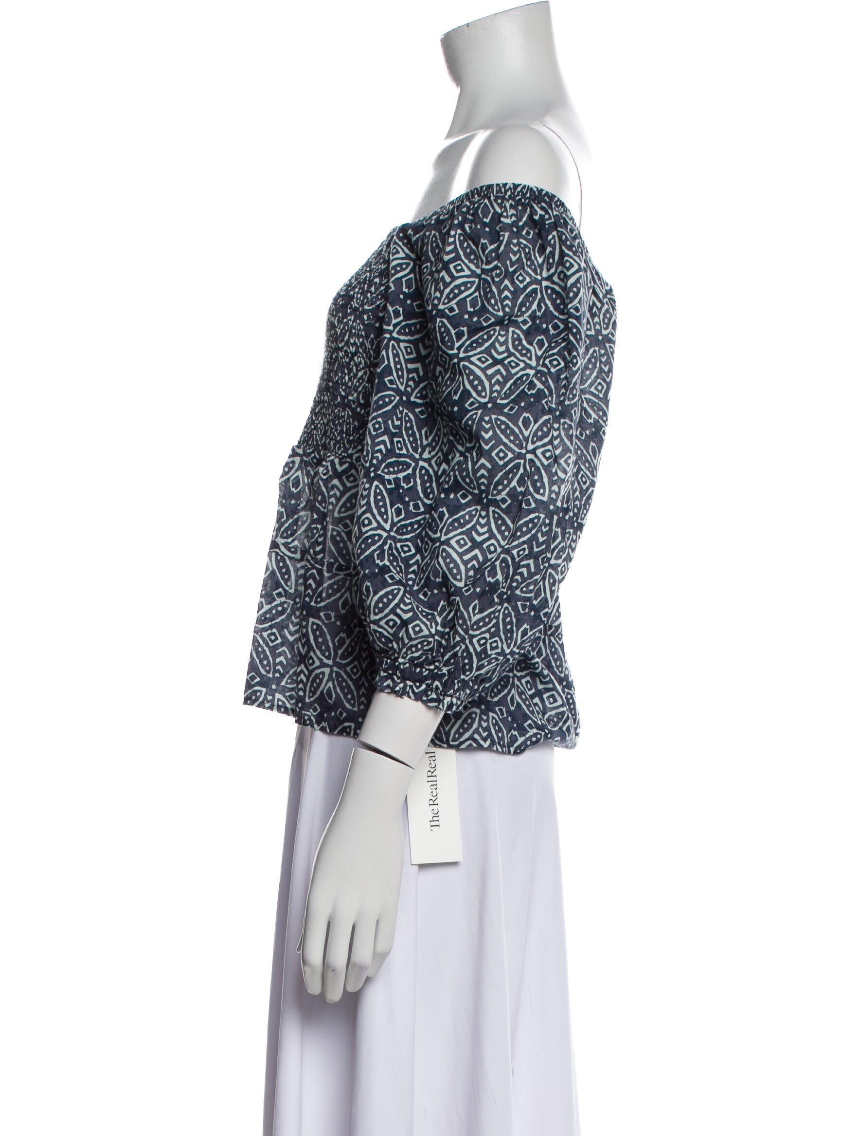 MÉLISSA NEPTON Printed Off-The-Shoulder Crop Top