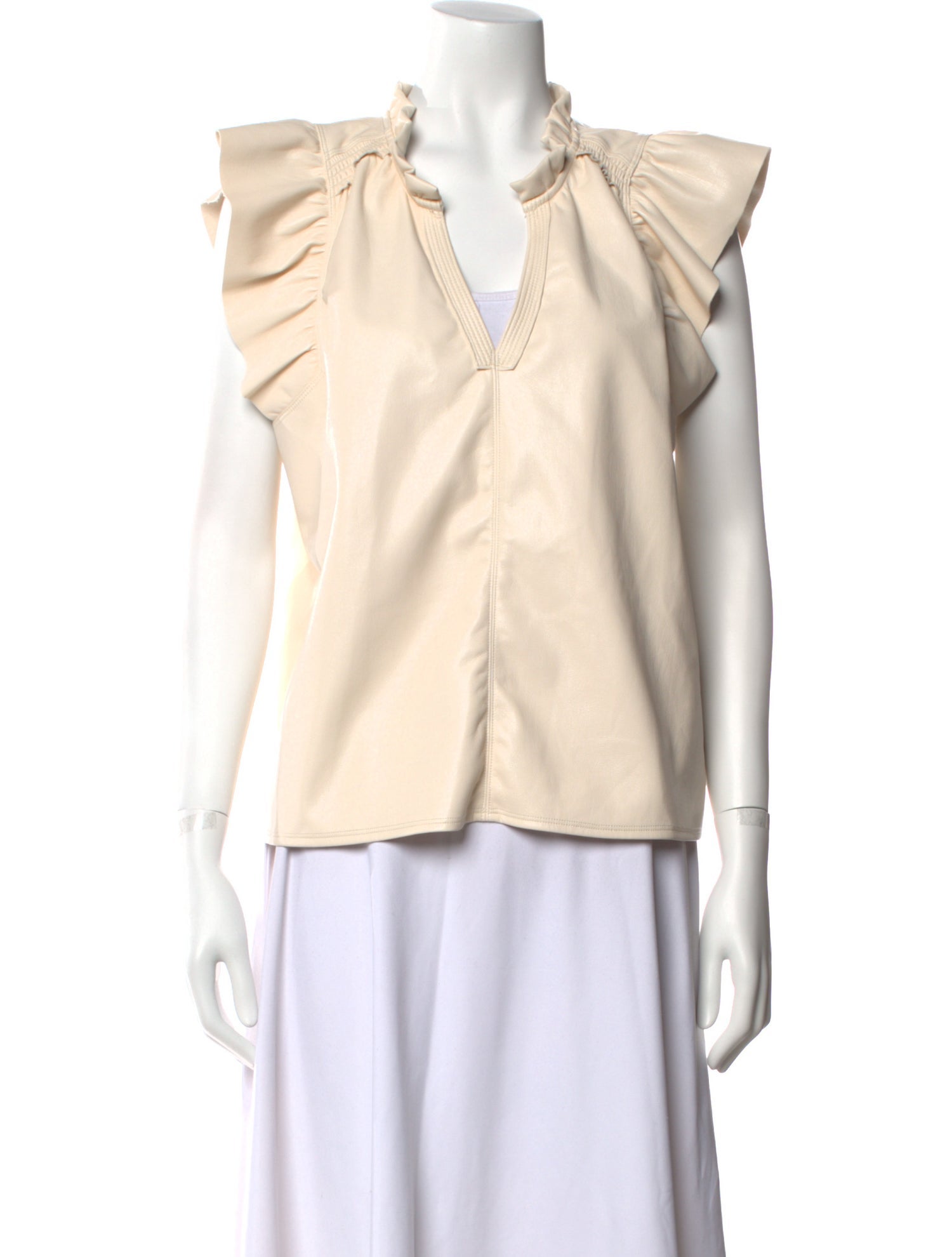 MÉLISSA NEPTON V-Neck Short Sleeve Blouse