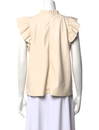 MÉLISSA NEPTON V-Neck Short Sleeve Blouse