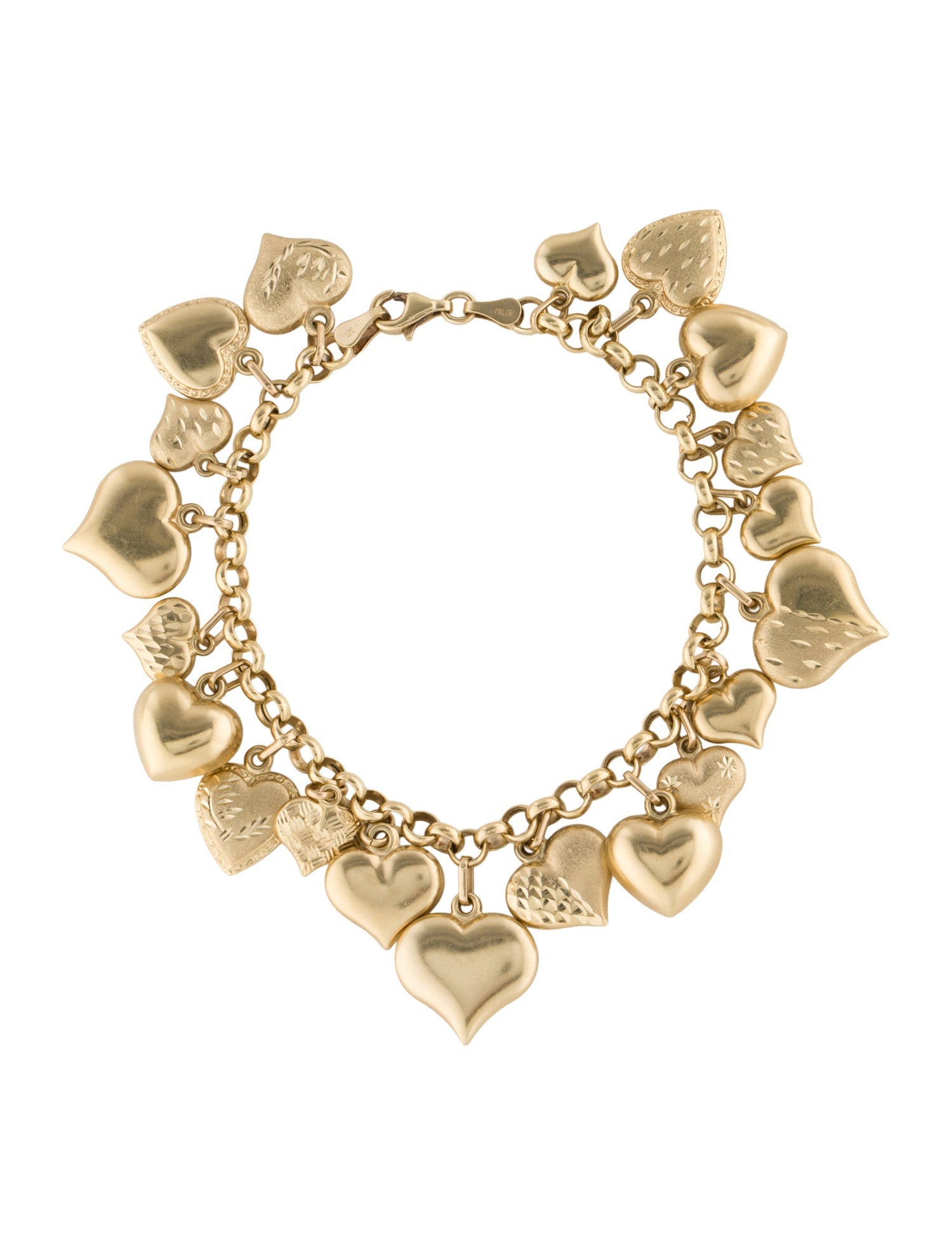 Milor 14K Heart Charm Bracelet