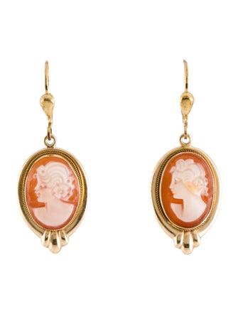 Milor 14K Cameo Drop Earrings