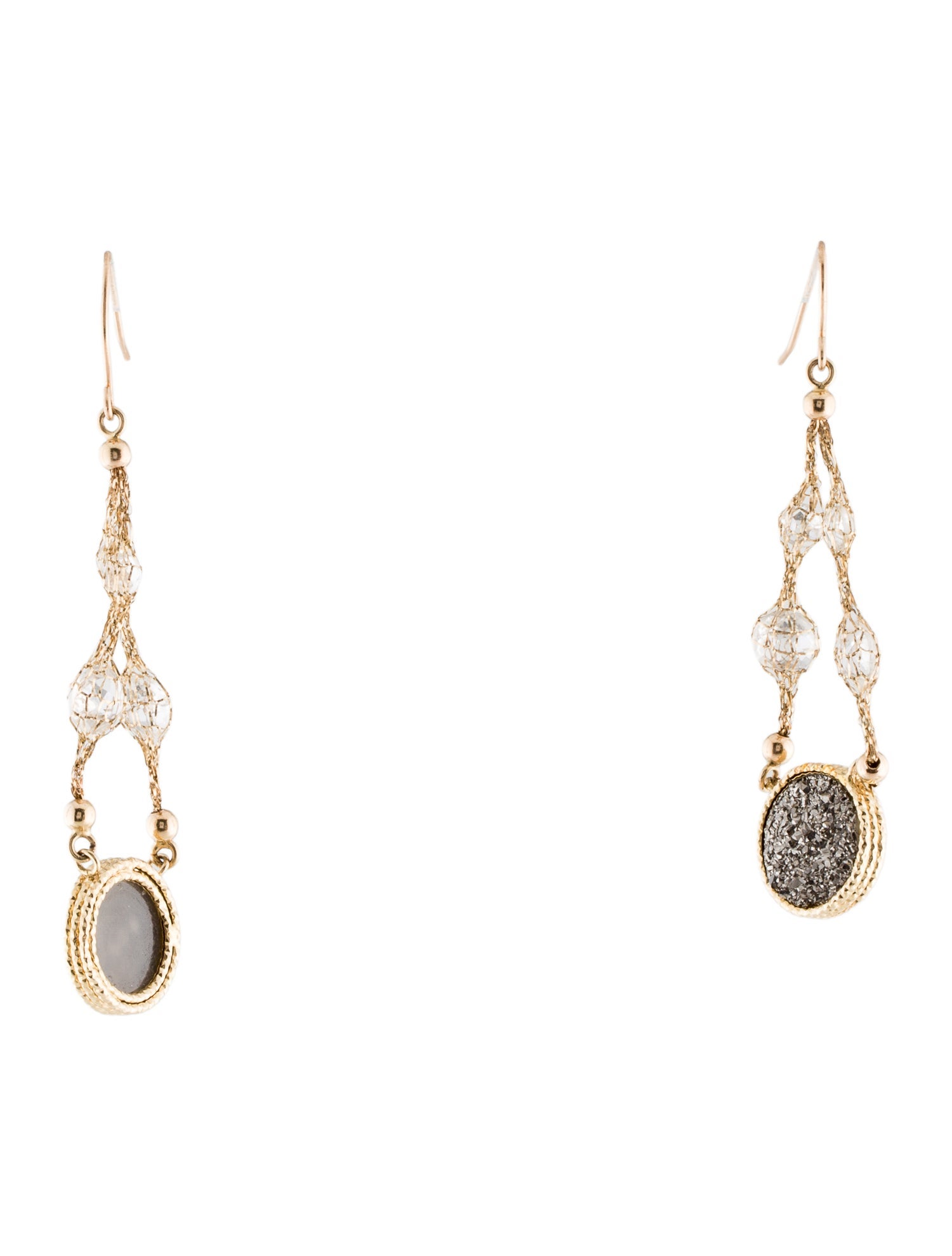 Milor 14K Druzy & Quartz Drop Earrings