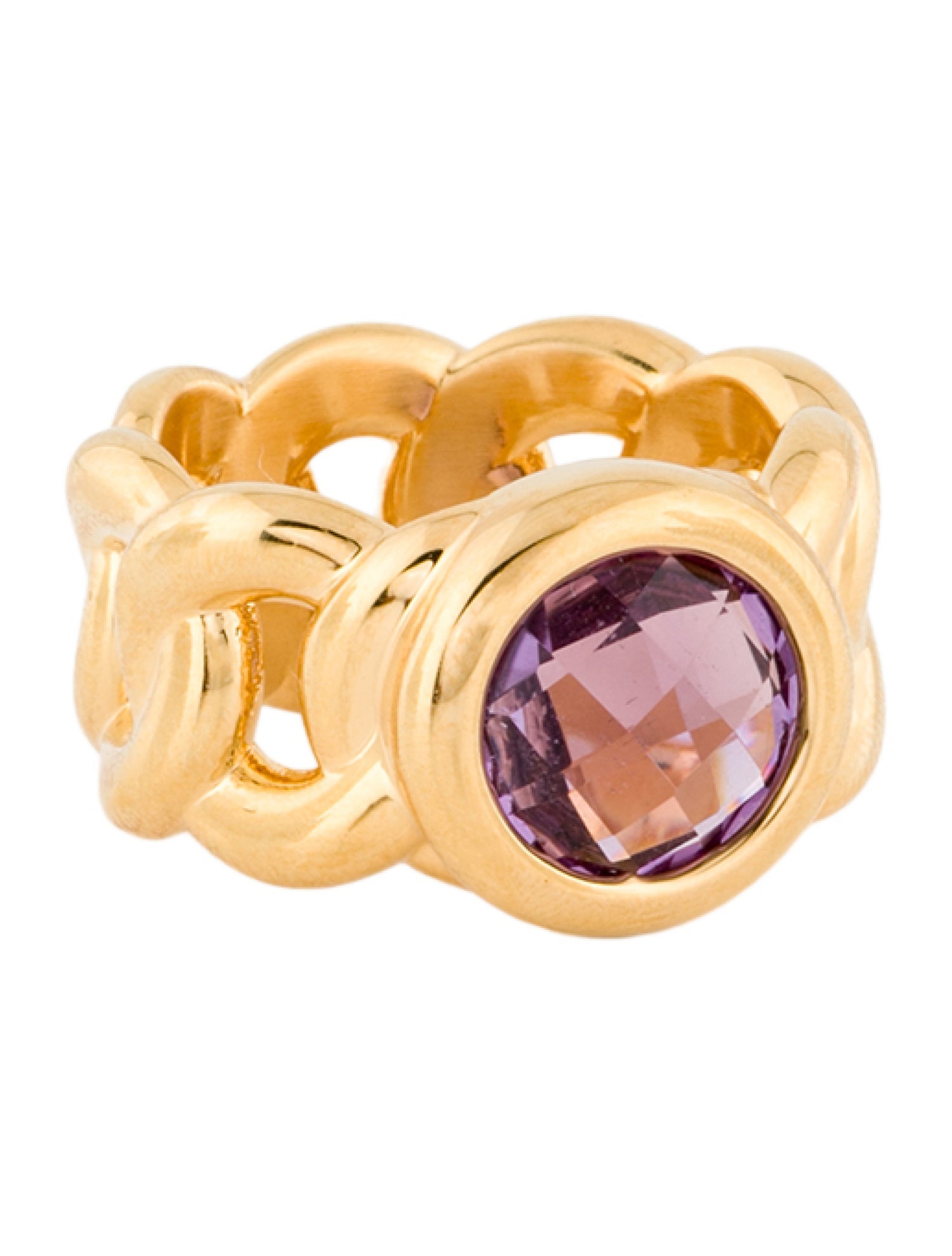 Milor Amethyst Cuban Chain Cocktail Ring