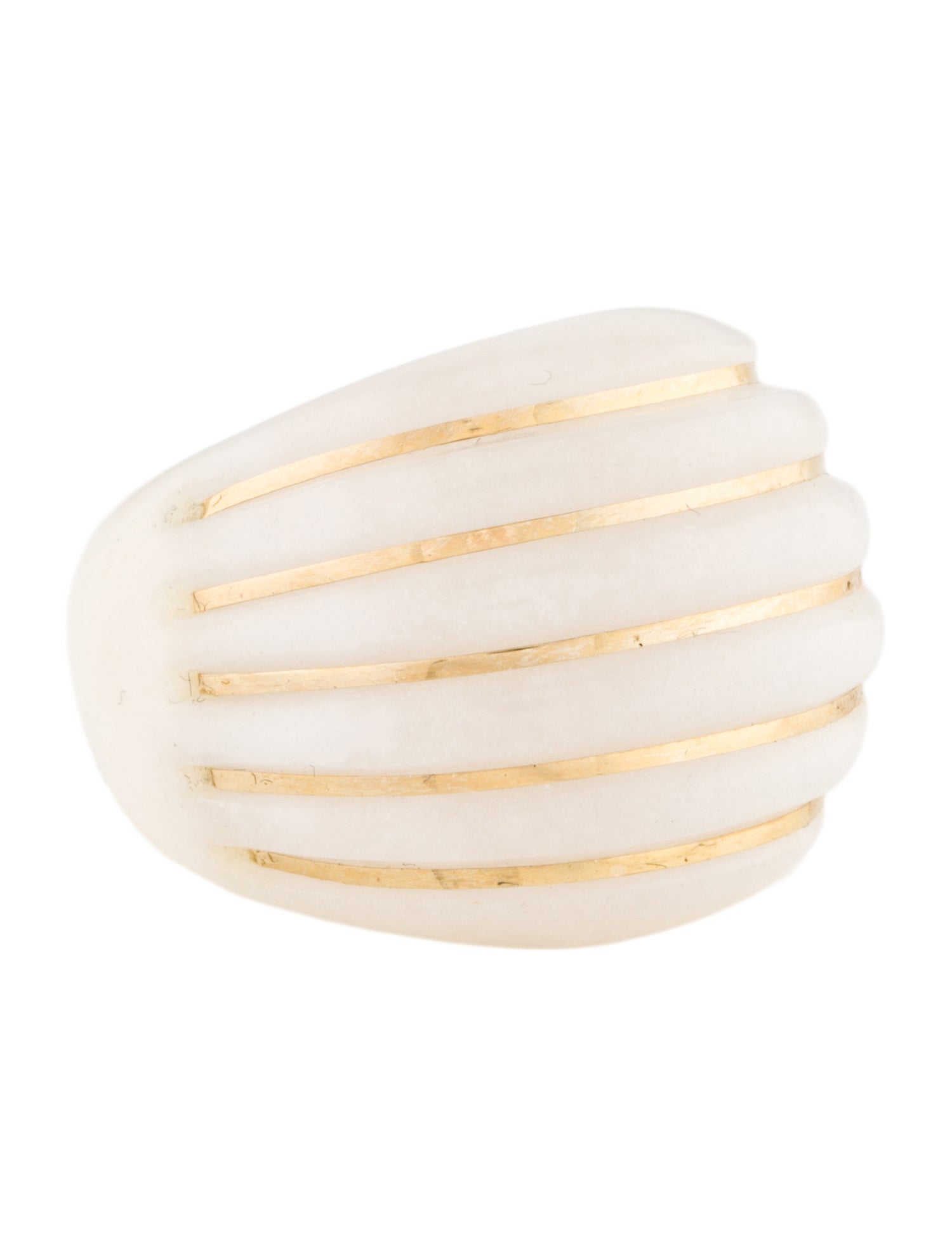Milor 14K Chalcedony Ribbed Dome Ring